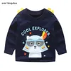Mudkingdom bebê meninos manga comprida camisetas moda desenhos animados dinossauro algodão crianças tops crianças roupas 210615