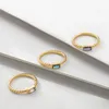 Anelli di cristallo quadrati multicolori geometrici minimalisti per le donne Fashion Party Twisted Gold Metal Thin Finger Rings Jewelry Gifts