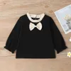Inverno crianças conjuntos de manga longa caça patchwork preto t-shirt damasco calças sólidas bonito 2 pcs meninas meninos roupas 0-2T 210629