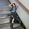 2 Piece Set Women Summer Gothic Black Skirt Korea Irregular y2k SkirtsCrop Top Fashion Suits Sexy Streetwear Set Chic s 210521