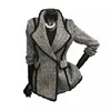 春の女性の格子縞のシングルボタンのスーツのカバーファッションパーソナリティ高品質韓国風スリムトップ女性ブレザー210510