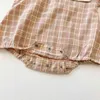 Zomer plaid baby romper schattig meisje kleding 210515