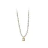 MloveAccc 100 % authentische 925er-Sterlingsilber-Perlen-Quadrat-Zirkon-Kurzhalsband-Halsketten-Anhänger-Schmuck