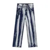 IEFB Tie Dyed Blue Jeans Uomo Allentato Dritto Vintage Streetwear Moda Denim Pantaloni Casual Maschile Pantaloni Larghi 9Y7100 210524