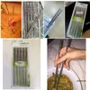 Yemek çubukları 5 çift set Çin metal kaymaz paslanmaz çelik pirzola çubukları set yeniden kullanılabilir suşi baget314b