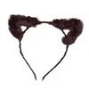 Fascia per capelli con orecchie di lupo in pelliccia sintetica, accessori per capelli anime, cerchio per capelli, Halloween, Natale, cosplay, costume da festa, copricapo, copricapo, nero bianco