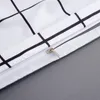 Bonenjoy Queen-Size-Bettwäsche-Set, weiße Farbe, schwarz kariert, Mikrofaser, reaktiv bedruckt, King-Size-Bettwäsche-Sets für Schlafzimmer, Kit 210319