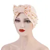 Mode Kvinnor Solid Muslim Turban Indian Cap Bowknot Pärla Elastiska Mössor Hat Bonnet Headwrap Hijab Chemo Cancer Hat Tillbehör