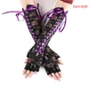 Gants de sport Femmes Sexy Coude Longueur Punk Mitaines Manchettes Goth Noir Misa Amane Cosplay Accessoires Résille Mesh Party LACE