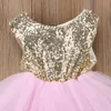 Robes de fille Mignon Toddler Infant Enfants Bébé Fille Élégant Paillettes Sans Manches Tutu Tulle Robe Princesse Fête De Mariage Robe De Bal 1-5 Ans