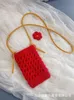 Sacs de soirée Mignon creux tricoté sac à bandoulière pour femmes à la main tissé fleur épaule dame petit téléphone sac à main décontracté messager 2022