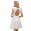 Vente blanche Midi Open Robe de mode en décolle en V robe décontractée