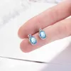 Oval 1.8 Carat Natural Sky Blue Topaz Birthstone Stud Earrings Genuine 925 Sterling Silver Fine Jewelry For Women