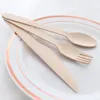 Disposable Wooden Knife and Fork Spoon Wooden Tableware Set Cake Knife Dessert Spoon Fruit Fork 10pcs/lot T500680