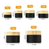 Black Frosted Glass Bottle Cosmetic Jars with Woodgrain Plastic Lids PP Liner 5g 10g 15g 20g 30 50g Lip Balm Cream Containersa36a13
