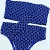Sexy Women Summer Bikini Fashion Outdoors Underwear Breast Wrap High Waist Swimming Suit Full Letter Printed Swimsuit