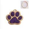 Wholesale Customized Dog Card DIY Golden Blank Metal Custom Laser Engraving Logo Footprint Shape ID Tag Geometric Jewelry Personality Small Pendant Pet Supplies