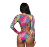 Mulheres 2 peças Set Imprimir Cintura Alta Sexy Bathing Terno Senhoras Crop Top + Shorts Beachwear Womens 2 Pcs Surf Suit Macacos