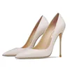 Sandaler vit matt 10cm elegant kontorsskor tunna klackar äkta läder klassiska pumpar skor för kvinnor pekade tå bröllopsklänning skor 220309