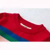 Baby Girls Sweater Autumn Spring Kids Knitwear Boys Pullover Rainbow Stripe Knitted Children's Clothing 210429