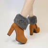 Robe chaussures talons hauts bottes femmes plate-forme d'hiver en peluche pompes chaudes 2021 mode mariage cheville Zapatos de Mujer