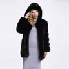 Zadorin Streetwear Faux Fur Coat Kurtka Zimowa Moda Kobiety Grube Ciepłe Futra Futra Z Kapturem Plus Size Outerwear 210817