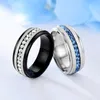 Stainless Steel Diamond Ring Band Finger White Blue Single Row Crystal Engagement Wed Rings Women Men Fashion Jewelry Will and Sandy