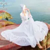 Yosimi Summer Maxi Mousseline de mousseline de mousseline longue femme robe élégante fée blanche soirée dentelle à capuche rouge robes cheville-longueur 210604