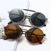 Óculos de sol industriais de liga de estilo steampunk para homens meninos lentes redondas vintage Óculos de sol cosplay bom presságios crowley6503898