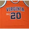 Nikivip Stith #20 Вирджиния Cavaliers College Retro Orange Jersey Basketball Jersy