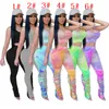 Mulheres 2 peças Calças Definir Tie Tintura Tracksuits Curto Club Vest Moda Plissada Calças Longa Calças Jogging Terno Camiseta Roupas De Calças Apertadas CK589