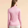 SuyaDream Women Silk Shirts Turtleneck Long Sleeved Solid Pullovers Slim Fit Bottoming Shirt Spring Autumn TOP XXXL 220208