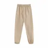 Women Solid Casual Pleated Pants Fashion High Waist Zipper Fly Trousers Elastic Khaki Pantalones Mujer 210515