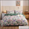 Sängkläder Supplies Hem Textiles Garden Grid 3 / 4PCS Duvet Set Blommig Polyester Tryckt Er Sheet Pillowcase för barn ADT Bed Twin Queen