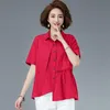 Dames blouses overhemden plus size vrouwen katoen linnen casual collectie 2022 zomer eenvoudige stijl turn-down kraag vrouwelijke korte mouw tops S377