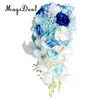 Novel Cascade Bouquet Wedding Bridal Bridesmaid Artificial Silk Hand bunden Flower Po Prop Dekorativa blommor kransar