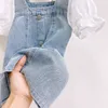 15790 Yaz Bebek Kız Denim Elbise Çocuklar Kısa Kollu Patchwork Jeans Tops Çocuk Prenses Elbiseler