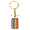 Keychains Fashion Accessories Blandade Pride LHBT Bisexual Round Key Chain Metal Drop Delivery 2021 8DE