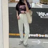 SML zomer Koreaanse ins stijl losse vrouwen lange witte denim broek hoge taille brede been jeans voor dames (SY8770) 210423
