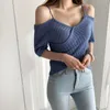 Women's T-Shirt Spring 2022 Fashion Off-shoulder Short-sleeved For Women Short Inner Sexy Bare Midriff Slim Fit Top