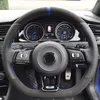 Housse de volant de voiture en cuir véritable noir antidérapant, pour Volkswagen VW Golf R MK7 Golf 7 GTI VW Polo GTI Scirocco 2015 2016