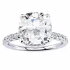 Bagues de cluster Mode 2Ct Coussin Cut Diamond Engagement de mariage pour les femmes Réel Solide 925 Bague en argent sterling Fine Topaz Bijoux Cadeau