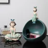 ARTLOVIN Modern Bowknot Girl Figurines Nordic Character Figures Round Ball Storage Box Bubble Gum Girls Sculpture Green Color 21038316251