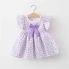 Klänning sommar blommig bowknot baby kläder toddler tjej för tjejer 6-24 månad 210528