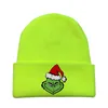 Solid färg grinch stickad hatt vinter varm skid hattar män kvinnor mångfärgade mössor mjuka elastiska cap sport bonnet