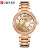 CURREN marque femmes montres de luxe mode étanche Quartz montre-bracelet en acier satiné robe dames horloge pour fille 210517