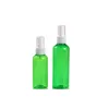 Pet Green Green Perfume Bottles Bottles White Press Spray Bomba Limpar tampa de garrafa recarregável Recipientes de embalagem cosmética 10ml 15ml 20ml 30ml 50ml 60ml 100ml
