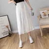 Spring Summer Arrival Ladies Solid High Waist Wide Leg Pants Women Casual Chiffon Loose Fake Two Piece 210430