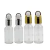 Gold Silver Basket Head Rubber Dropper Bottles Cosmetic Packaging Container Clear Glass Essential Oil Filling Bottle 5ml 10ml 15ml 20ml 30ml 50ml 100ml