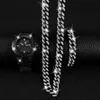 Luxe Hommes Montre Ensemble Hip Hop Montres Collier Bracelet Chaîne Cubaine Or Couleur Glacé Pavé Strass Bling Bijoux Wristwatche278O